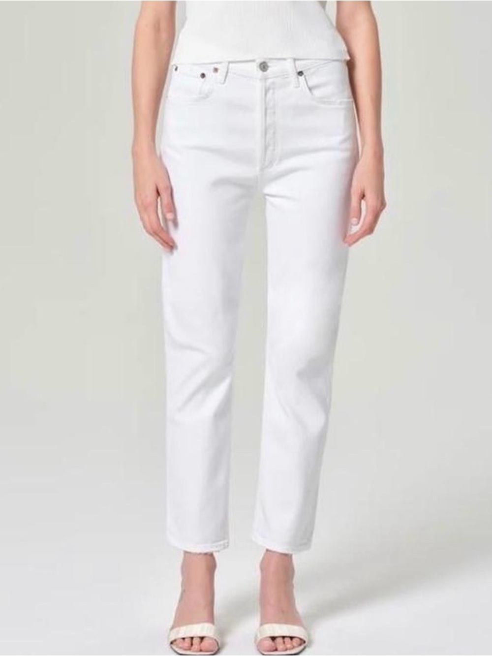 Agolde Riley Straight Crop Jeans size 28 White $208
